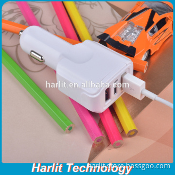 3 Ports USB Quick Charger USB Car Charger With Type C Output White Color FCC Certificated